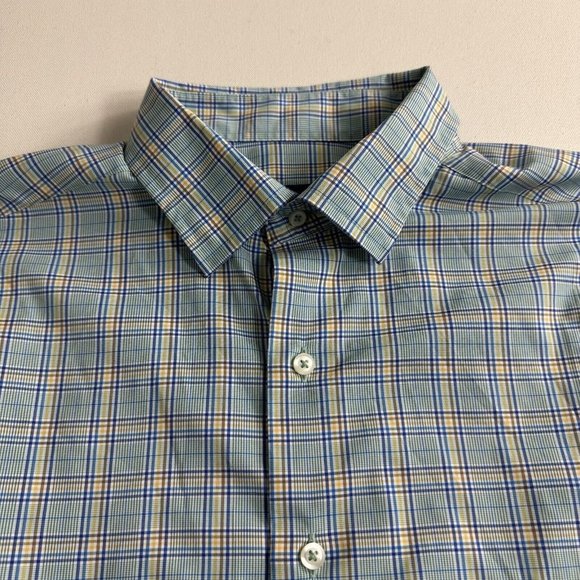 David Donohue Plaid Long Sleeve Fusion Performance Button Down Shirt Men Size 17 - Picture 4 of 8